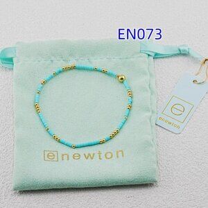 Enewton Sky-Blue Glass Tube Bead & Gold Bead Bracelet